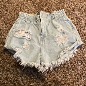 Rue 21 distressed high rise paper bag waist shorts